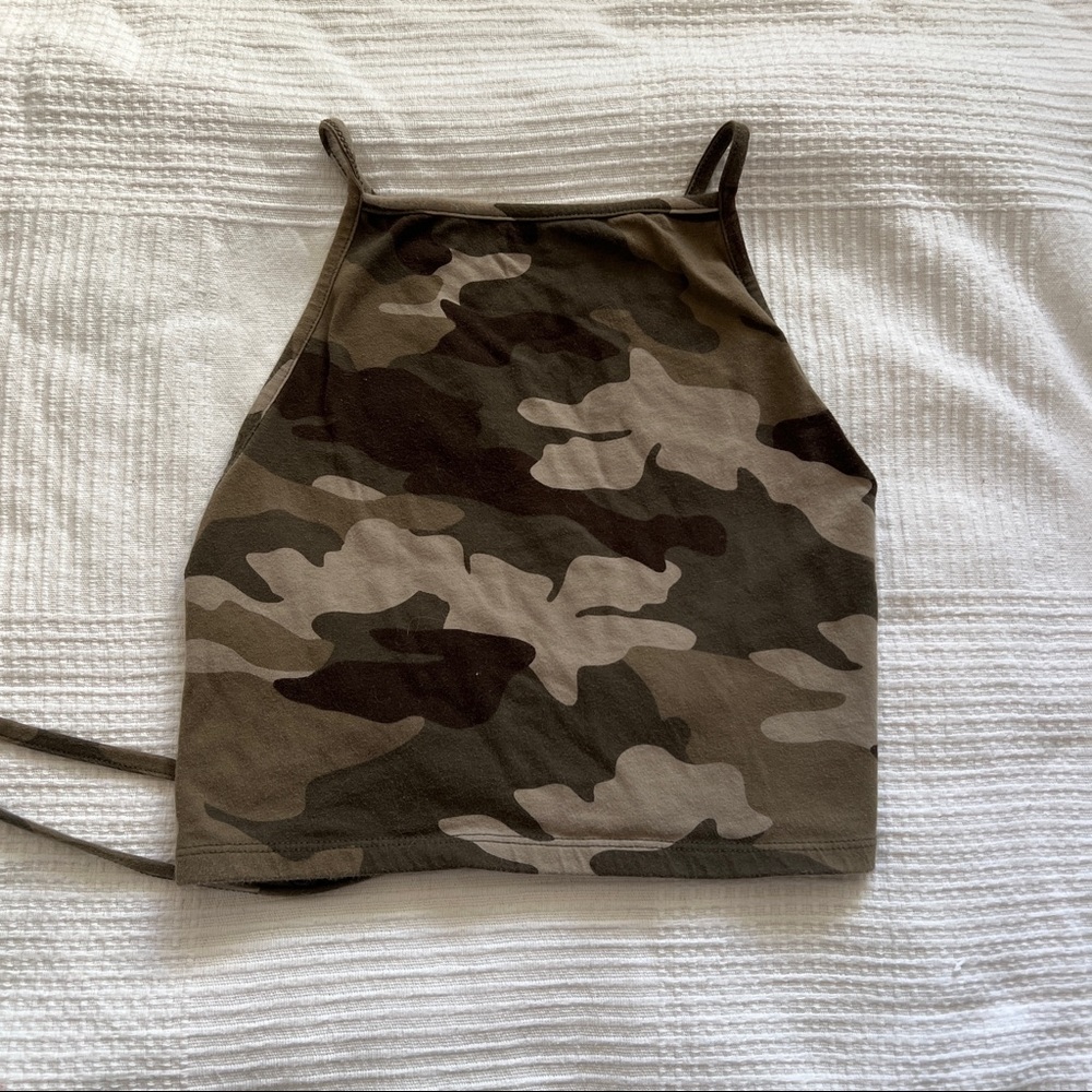 GARAGE Camo Halter Tie Top